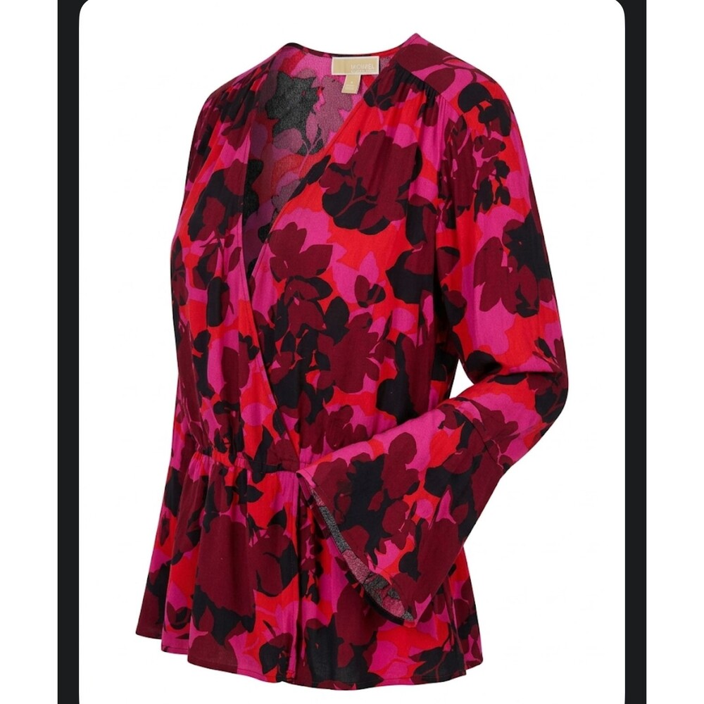 Michael Kors Women's Floral Print Blouse Size Small 100% Viscose Top Elegant